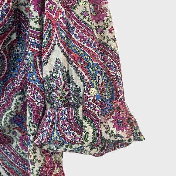 Talbot Paisley Long-Sleeve Button-Up Shirt Multicolor Women's 2X Roll-Tab Casual - Picture 7 of 13